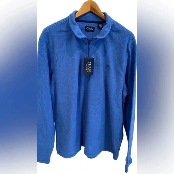Chaps 1/4 Zip Soft Warm Fleece Pullover Sweatshirt Marine Blue Men’s XL New - Picture 2 of 10